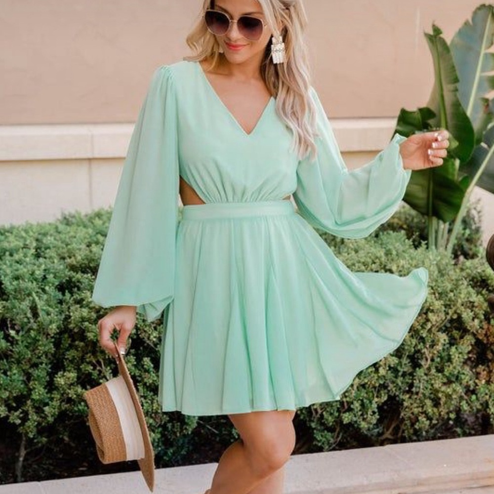 NEW mint chiffon dress with cutout sides